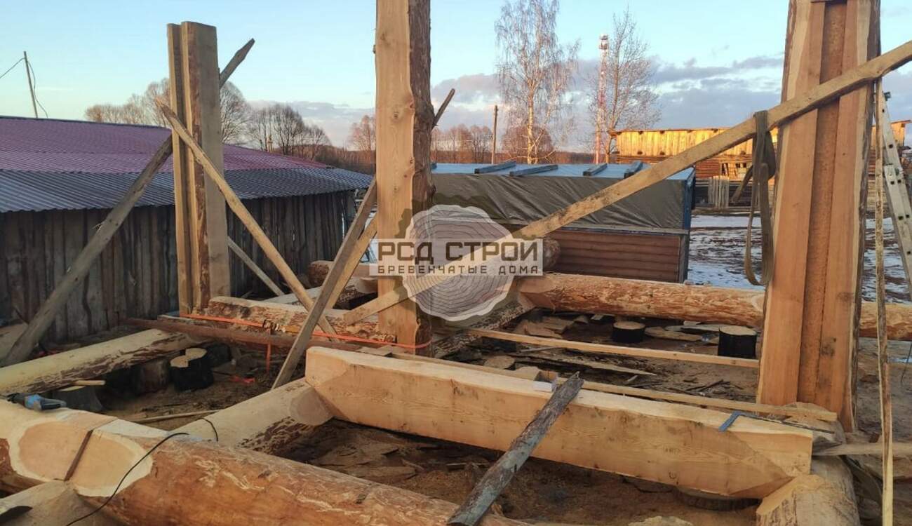 Рубка дома по проекту Таёжный угол